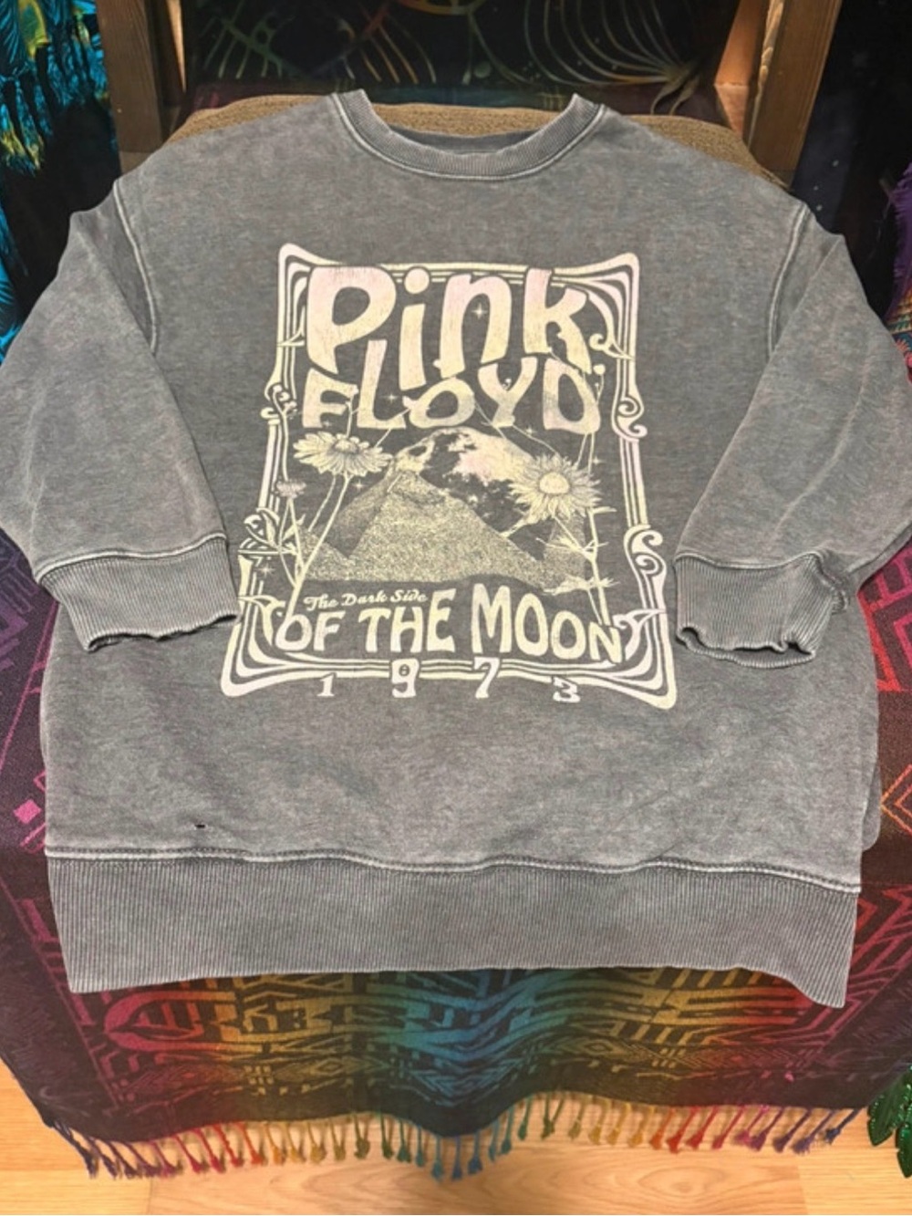 Pink Floyd Washed Charcoal Logo Crewneck Sweatshirt